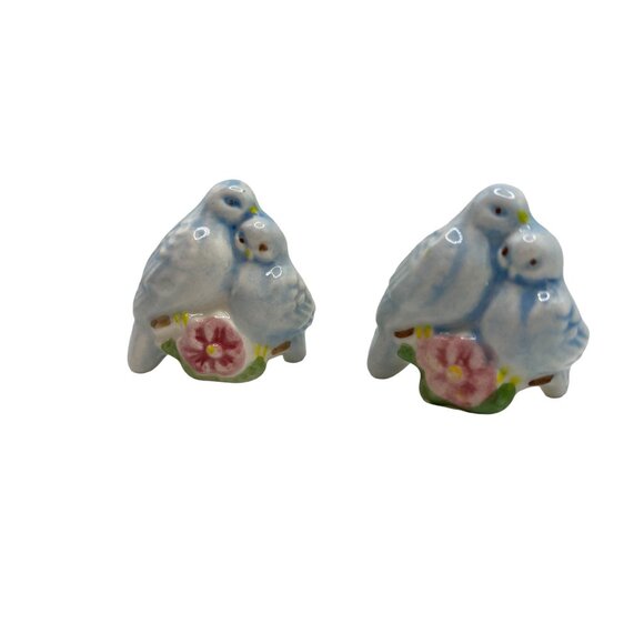 Vintage Avon 1983 Love Birds Taper Candle Holders Huggers Set/2 Ceramic Flowers - Picture 5 of 7